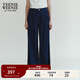 Teenie Weenie小熊女裝牛仔褲秋季復(fù)古休閑氣質(zhì)通勤寬松闊腿長褲 深藍色 M