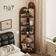 竹山下書(shū)架立式落地家用多層大容量楠竹書(shū)柜一體靠墻輕奢古風(fēng)塑藤置物架 復古塑藤轉角書(shū)架-胡桃色