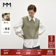 麥檬MM麥檬綿羊毛馬甲開(kāi)衫復古疊穿23年冬新品女5EA334241商場(chǎng)同款 灰綠5EA134243 M