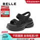 百麗（Belle）時(shí)尚閃耀水鉆休閑涼鞋女厚底增高涼鞋B2727BL5 黑色 37 (235mm)