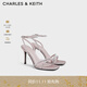 CHARLES&KEITH法式亮鉆一字帶高跟涼鞋女生日禮物CK1-60280423 Mauve紫紅色 37