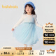 巴拉巴拉童裝女童裙子秋裝款假兩件兒童網(wǎng)紗連衣裙甜美洋氣時(shí)尚 藍色調00388 130
