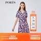 PORTS寶姿春夏新品女裝縫制針織短袖中長(cháng)連衣裙 丈青印花 S (4)