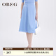 OBEG歐碧倩新復古回潮時(shí)尚印花通勤A(yíng)字半身裙出游穿搭女10462066 淺藍 L /170/40