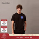 Calvin KleinJeans25夏季男士休閑通勤ck撞色方框字母純棉短袖T恤4RB837G UB1-太空黑 M