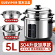 蘇泊電飯鍋304不銹鋼大容量家用智能商用多功能電飯煲2-3-4-5-6人 豪華款4-8人5L