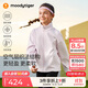 moodytiger女童外套柔軟舒適春秋裝兒童立領(lǐng)純色簡(jiǎn)約短款寬松運動(dòng)空氣層外套