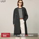 LILY冬季新款女裝氣質(zhì)赫本風(fēng)寬松休閑高級感雙面呢大衣女外套 501灰色 S