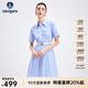 Navigare意大利小帆船女士連衣裙25春夏季新品棉質(zhì)親膚襯衫裙休閑條紋中裙 夏日晴空藍 M