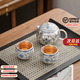 傳承令高端青花纏枝蓮鎏銀功夫茶具套裝一壺兩杯銀茶具茶壺茶杯節送領(lǐng)導 鎏銀纏蓮枝一壺兩杯(羅漢杯)