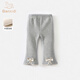 班喜迪女童褲子秋冬款新款寶寶加絨休閑褲童裝公主打底褲兒童喇叭褲冬裝 灰色 加絨 100