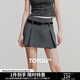 初語(yǔ)復古減齡休閑褲女2025夏季新款搭皮帶短褲miu系百褶裙褲 深灰色 29
