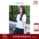 JESSIE小香風(fēng)釘珠口袋襯衫繡花短袖小上衣夏新款 白色 S