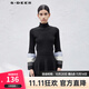 S.DEER圣迪奧女裝時(shí)尚高領(lǐng)撞色拼接喇叭袖針織衫S23483504 黑色/91 M 165