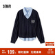 森馬（Semir）毛衣女冬刺繡V領(lǐng)絞花毛衫無(wú)袖襯衫氣質(zhì)學(xué)院風(fēng)兩件套101724107029