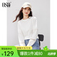 歐莎（OSA）白色薄款T恤女士長(cháng)袖寬松女裝2025年秋新款季蕾絲拼接上衣百搭 白色 XL