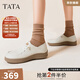 他她（TATA）QQ軟糖英倫單鞋女真皮厚底牛津鞋小皮鞋豆豆鞋新7A421CM4 7A421CM4米白（踩跟款-寬版） 37