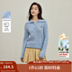 茵曼2025秋冬女裝新款學(xué)院風(fēng)絞花彩點(diǎn)紗毛衣慵懶休閑翻領(lǐng)針織衫 淺藍色 S