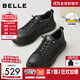 百麗男鞋時(shí)尚小黑白板鞋男士25新款冬商場(chǎng)款套腳休閑鞋D3MA6DM5 黑色 42 (260mm)