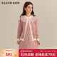 E·LAND KIDS衣戀早春新品女童甜美復古千鳥(niǎo)格連衣裙套裝 Red紅色/20 130 cm