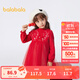 巴拉巴拉（BALABALA）兒童連衣裙女童裙子新年網(wǎng)紗公主裙拜年服 中國紅60611 130 cm