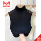 貓人（MiiOW）鏤空小吊帶背心女內搭打底衫春夏外穿半高領(lǐng)毛衣無(wú)袖短款上衣秋冬 黑色 XL