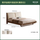源氏木語(yǔ)實(shí)木床意式輕奢真皮軟包床黑胡桃木臥室大床家用懸浮床 (南洋金檀木)軟靠床(真皮椰奶白)1.8*2m