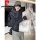 皮爾卡丹（pierre cardin）羽絨馬甲女款2026新款春秋外穿時(shí)髦洋氣韓版寬松連帽羽絨背心馬夾 黑色 白鴨絨 M