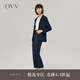 OVV2022秋冬新款女裝高彈針織通勤職業(yè)煙管褲套裝西褲 藏青A6 XL