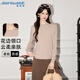 真維斯（Jeanswest）針織衫女夏季軟糯百搭薄款休閑長(cháng)袖花邊圓領(lǐng)打底衫女駝色均碼