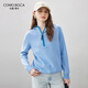 科蒙博卡2025秋冬休閑連帽羊毛衫女針織衫寬松加厚毛衣 天空藍 XL