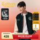 卡賓（CABBEEN）【棉感華夫格】重工刺繡短款夾克男春季拼接棒球服外套純棉 煤黑色01（闊版版型） 3XL /190/56