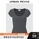 UR2025秋季新款女裝摩登中性短款修身短袖T恤UYB450016 暖灰 M