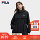 FILA 斐樂(lè )官方女士梭織外套2025秋新款時(shí)尚休閑收腰寬松連帽上衣 正黑色-BK L 170/88A/L