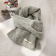 啄木鳥(niǎo)牛油果綠色秋冬女針織羊毛圍巾百搭保暖加厚純色學(xué)生麻花圍脖禮盒 淺灰色
