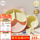 Qlittle兒童餐具套裝 寶寶訓練叉勺嬰兒硅膠餐盤(pán)碗卡通防摔硅膠輔食餐具 5件套肉桂粉+豆乳曲奇