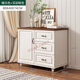 愛(ài)迪威美式柜家用仿實(shí)木五斗柜簡(jiǎn)約現代臥室收納柜客廳靠墻柜子儲物柜 低款-白+深胡桃色80公分