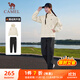 駱駝（CAMEL）薄絨連帽運動(dòng)服女裝防潑水休閑兩件套 J24CF0L4639 燕麥灰/黑 S