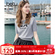 百圖betu女裝2025夏季新款毛針織衫圓領(lǐng)趣味萌寵短袖上衣女2505X03 灰色 L