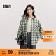 森馬[商場(chǎng)同款]長(cháng)袖襯衫女中長(cháng)款oversize春2025新款格紋上衣復古 綠色調00444 M (160) /84A
