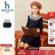 哈吉斯（HAZZYS）品牌童裝女童長(cháng)袖裙冬新品紅品彈力時(shí)尚花邊領(lǐng)長(cháng)袖裙 藏藍 155