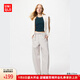 優(yōu)衣庫女裝休閑廓形長(cháng)褲/系腰帶彎刀鐮刀褲子481028 481028/02淺灰色 L /160/70A