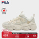 FILA 斐樂(lè )官方女鞋豌豆加絨鞋老爹鞋2025冬季新款休閑厚底運動(dòng)鞋 杏仁奶白/杏仁餅干棕-MA 37.5