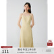 自巧小個(gè)子修身收腰開(kāi)叉吊帶連衣裙女2024夏裝新款赫本風(fēng)顯瘦長(cháng)裙 杏仁黃 XS (2碼)
