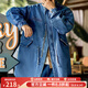 馬登工裝 美式復古M65丹寧魚(yú)尾風(fēng)衣男寬松廓形中長(cháng)款牛仔外套 牛仔藍 L