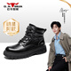 公牛世家【張若昀同款】馬丁靴男秋冬新款高幫復古做舊皮靴厚底增高男靴子