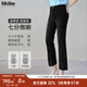 MsShe【面膜微喇牛仔褲】大碼女裝2025秋夏季胖mm顯瘦直筒七分褲子 牛仔黑色現貨 2XL