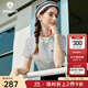 Navigare意大利小帆船條紋T恤衫女25夏季新款斜門(mén)襟POLO衫短袖翻領(lǐng)體恤衫 白底黑紋 L