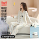 貓人（MiiOW）情侶睡衣女士秋冬純棉防螨抗菌長(cháng)袖可外穿休閑印花家居服米色L