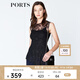 PORTS寶姿 新品商場(chǎng)同款夏新款女裝無(wú)袖吊帶內(nèi)襯假兩件上衣 黑色 M (6)